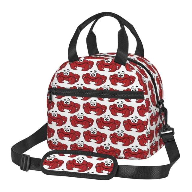Fotbe Cute Red Crab Bolsa de Almuerzo con Estampado, Lonchera Aislada, Contenedores de Comida Reutilizables Tipo Cooler a Prueba de Fugas
