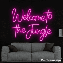 Craftnamesign Welcome To The Jungle Neon Sign for Bedroom Living Room Bar Wall Decor