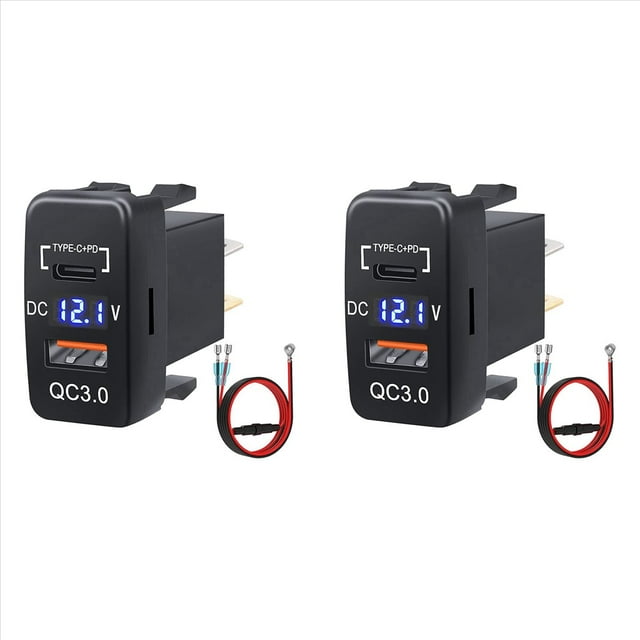 2X 12V-24V Salida USB Dual Quick Charge 3.0 & PD Puerto USB C Cargador Enchufe Adaptador de Corriente para AutomóVil Marine Truck-A