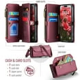 thumbnail image 3 of Asuwish Compatible with iPhone 16 Pro 6.3 inch Zipper Wallet Phone Case Tempered Glass Screen Protector Crossbody Lanyard Strap Flip Card Holder Slot Cell Cover for i Phone16 i16 16Pro Women Wine Red, 3 of 10
