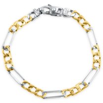 Pompeii Men's Figaro Link 14k Gold (12gram) or Platinum (19gram) 5.5mm Bracelet 8" (,)