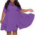 thumbnail image 2 of Neewe Robe Midi Grande Taille pour Femmes, Unie, Col en V, Manches Courtes, Boutonnée, avec Poches, Robe T-Shirt, 2 of 5