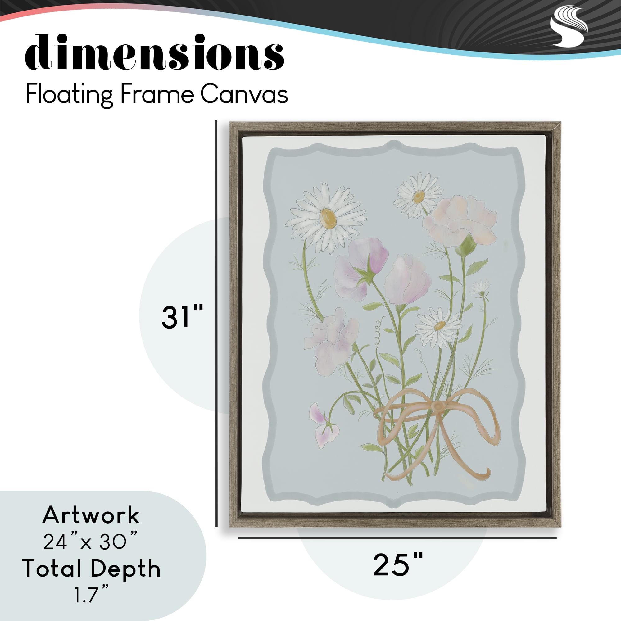 Spring Cottage Clippings Brown Framed Floater Canvas Wall Art, design by Leslie Hermosa