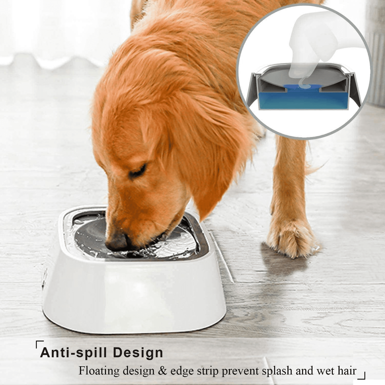 LALOBLUE Dog Bowls, Slow Feeder Dog Bowls with No Spill Water Bowl (37 oz),  Dog Feeding & Watering Supplies for Puppy Medium Dogs Cats Pets, 3 Inches