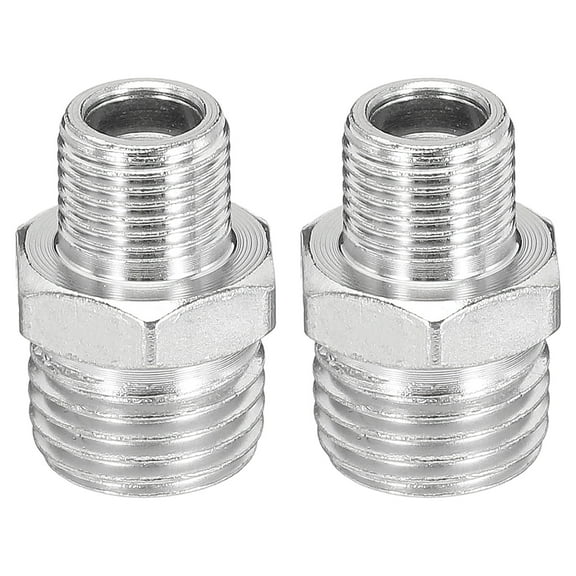 1/8 to 1/4 Air Brush Hose Adapter, 2PCS 1/8" BSP Male to 1/4" BSP Male Fitting Conversion Adapter Nipple Metal Connector