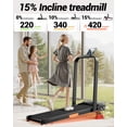 thumbnail image 2 of 15% Incline Walking Pad Treadmill with Handle Bar - 2.5HP Quiet Folding Treadmill for Home Office Under Desk Portable Walking Pad with 300LBS Capacity, 2 of 7