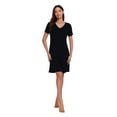 thumbnail image 4 of LUBOT Nightgowns for Women Bamboo Viscose Soft Cooling Breathable Short Sleepshirts Sleepwear V Neck Night Gown Shirt Dress Black XL, 4 of 7