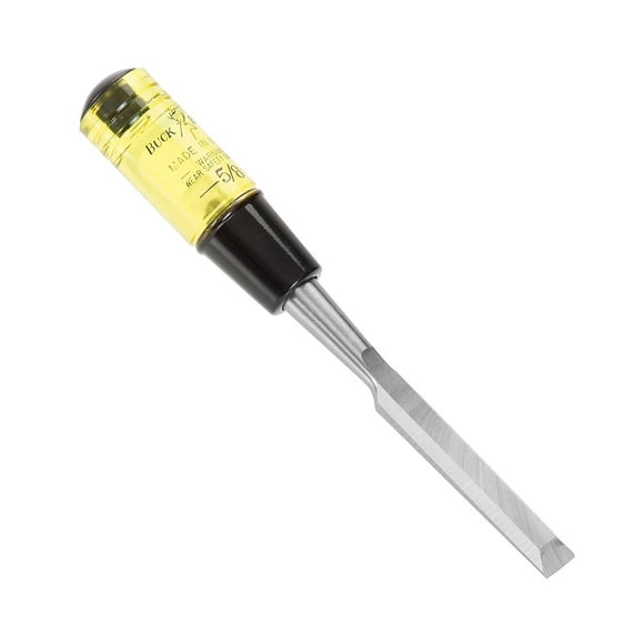 Buck Brothers 120104BC 5/8" Wood Chisel Made in USA, For Paring and Finishing Cuts in Carpentry and Woodworking, Tempered Tool Steel Blade, Mallet-Safe Handle