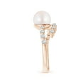 thumbnail image 3 of Angara Japanese Akoya Cultured Pearl Solitaire Ring with Diamonds in 14K Rose Gold for Women | June Birthstone Jewelry for Her, 3 of 8