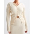 thumbnail image 2 of SUNSIOM Women's Knit Cardigan Solid Color Ribbed Long Slim Sleeve Button-front Closure Sweaters, 2 of 6