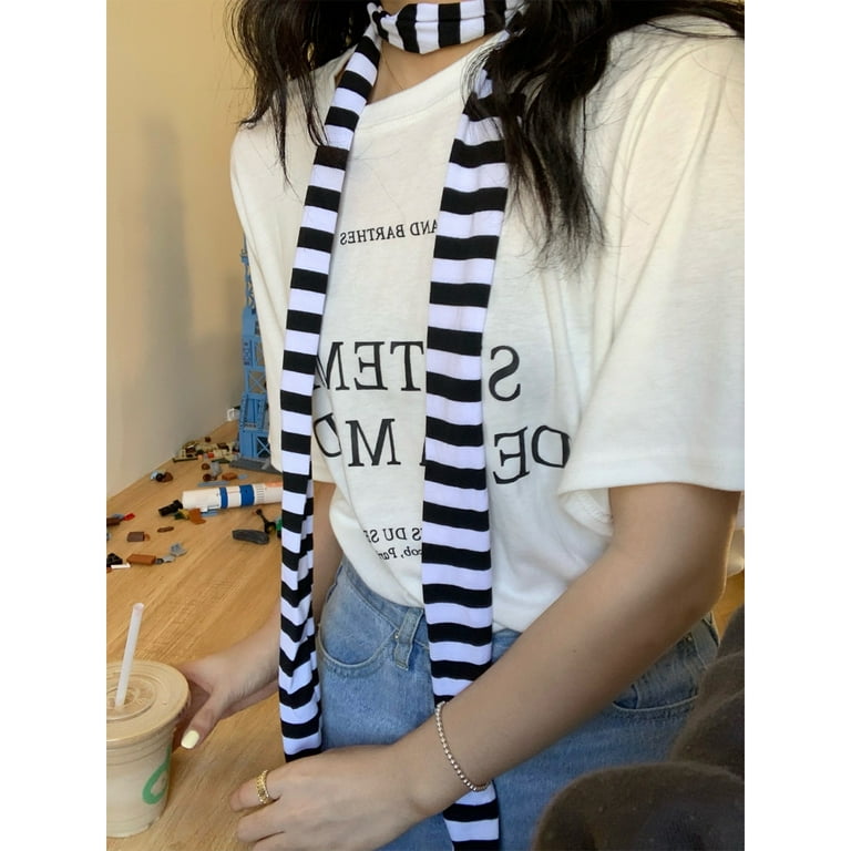 YUUZONE Punk Harajuku Style Stripe Thin Scarf Y2k Fashion