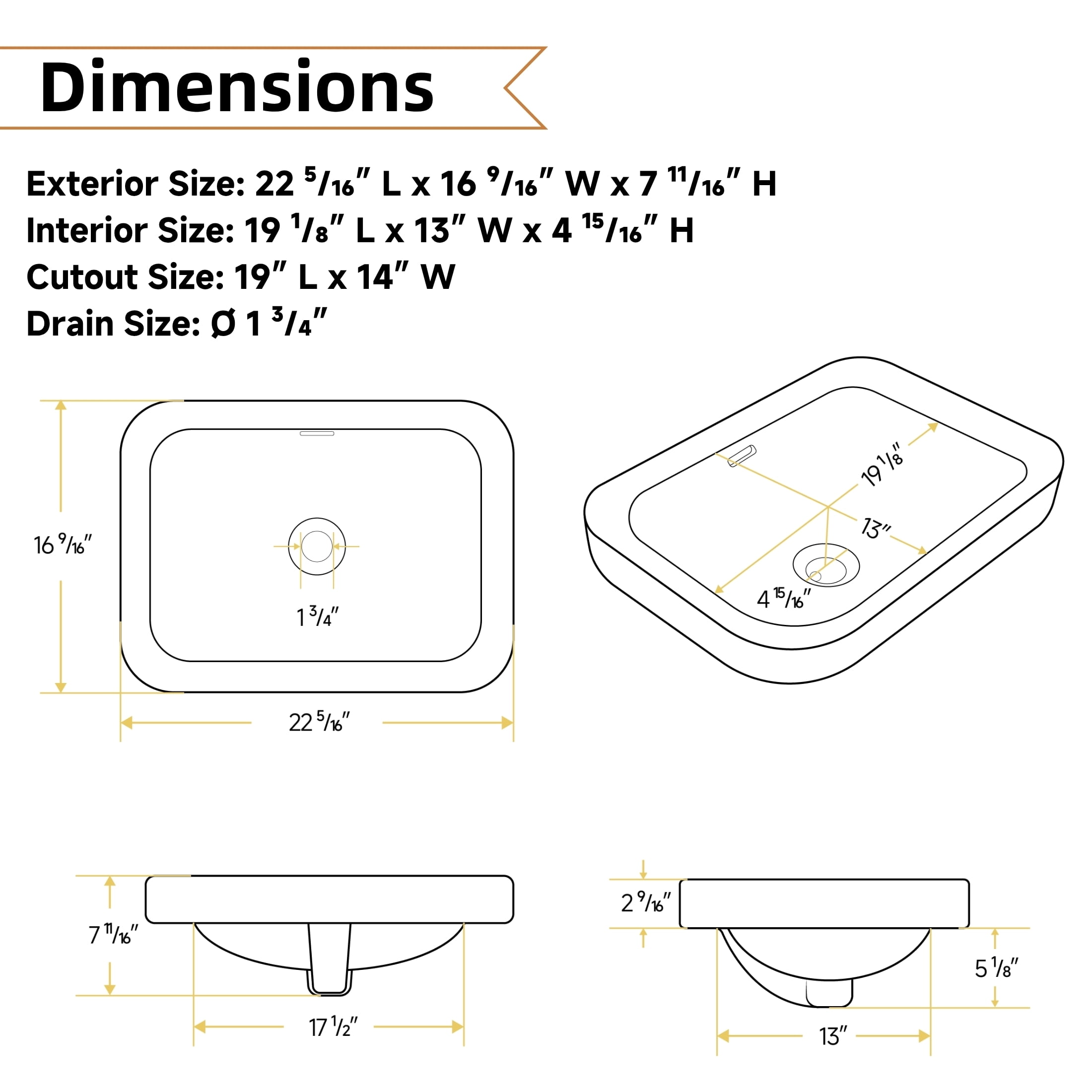 Los Flexi 22 in x 17 in White Rectangular Semi Recessed Bathroom Sink with Overflow Drop In Installation