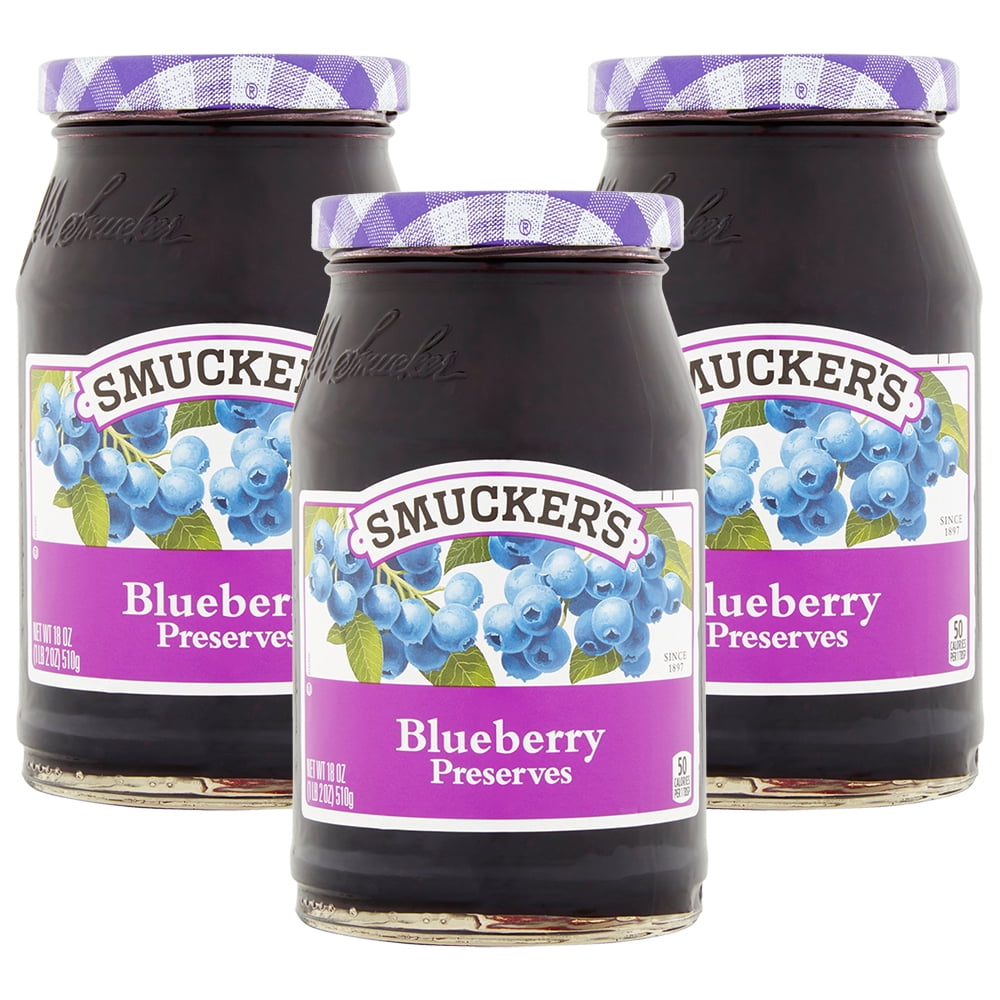 (3 Pack) Smucker's Blueberry Preserves, 18 oz