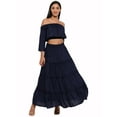 thumbnail image 1 of eloria Women Fashion Off Shoulder Flared Sleeves Maxi Dress Any Occasion, Fabric: Rayon,Color : Navy Blue, Size : 2XL, 1 of 6