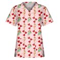thumbnail image 1 of TIMIFIS Blouse d'Uniforme de Travail pour Femmes, Manches Courtes, Col en V, avec Poches, 1 of 4