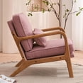 thumbnail image 3 of IVV Linen Upholstered Accent Lounge Chair, Modern Living Room Reading Chair with Wooden Arms and Waist Cushion, for Bedroom, Reception, Home Office, Dark Gray, 3 of 10
