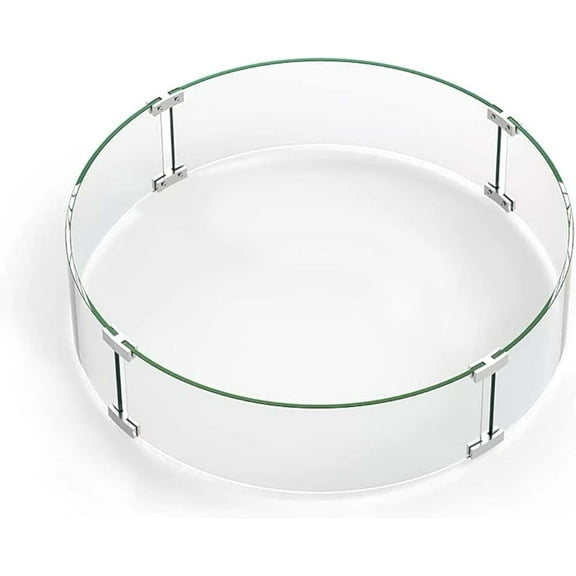 UPHA 30" x 30" x 5.5" Round Flame/Wind Guard, Glass Fire Pit Accessories for 42" Patio Propane Gas Concrete Fire Pit Table