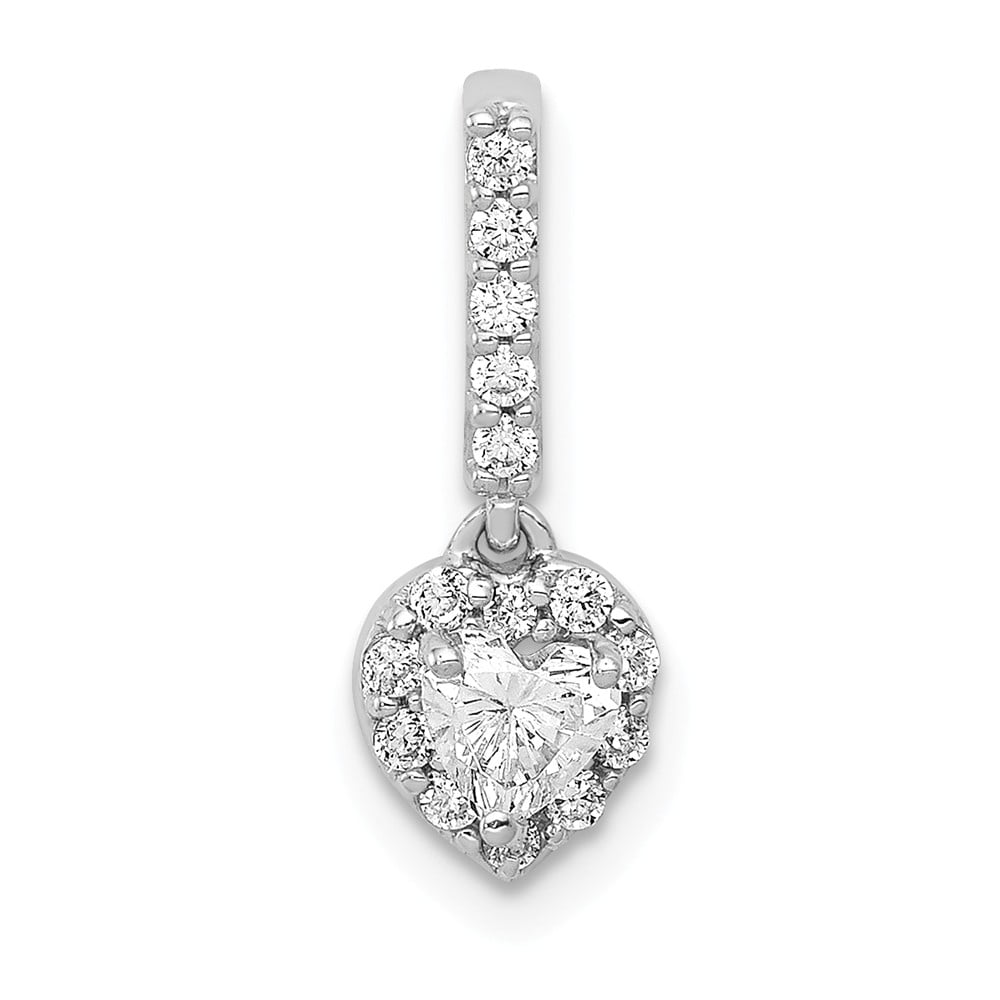 14K White Gold Charm Pendant Diamond 