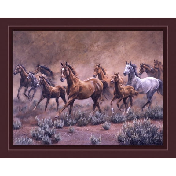On the Move Horse Panel Cotton Fabric