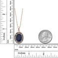 thumbnail image 3 of Gem Stone King 18K Rose Gold Plated Silver Blue Sapphire Pendant Necklace for Women (7.41 Cttw, Oval 14X10MM, Gemstone September Birthstone, with 18 inch Silver Chain), 3 of 5