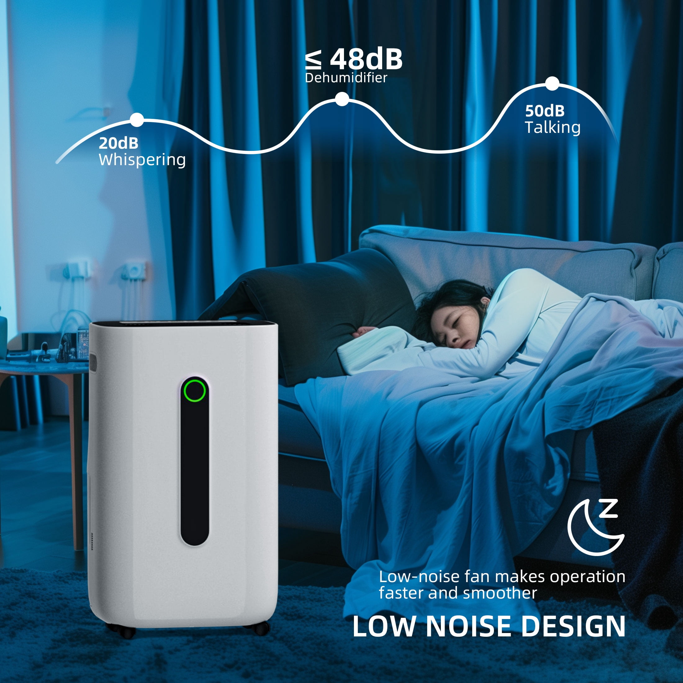 Rocyis 2025 Upgraded 50 Pint (MAX) 5000 sq.ft. Dehumidifier for Home With a 1.7 gallon(6.5 L) water tank, Auto Drain or Manual Drainage, for Basements Large Room (DOE 19Pint )