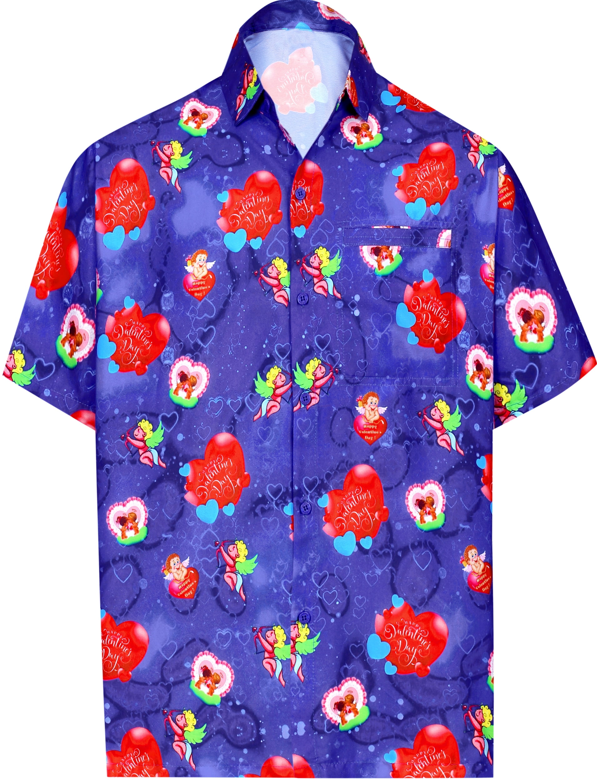 HAPPY BAY 3D Men Floral Blouse Button Down Front Hawaiian Shirt Camp Party