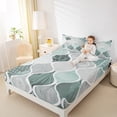 thumbnail image 4 of jejeloiu Boho Exotic Style Twin Sheet Sets,Retro Stripe Triangle Twin Fitted Sheet,Green Gray Flat Sheet For Kids,Ultra Soft Home Decor,3pcs, 4 of 7