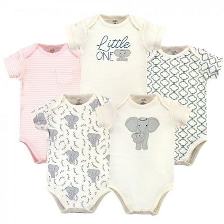 UPC: 0660168660975 | Touched by Nature Baby Girl Organic Cotton Bodysuits 5pk Girl Elephant 18-24 Months