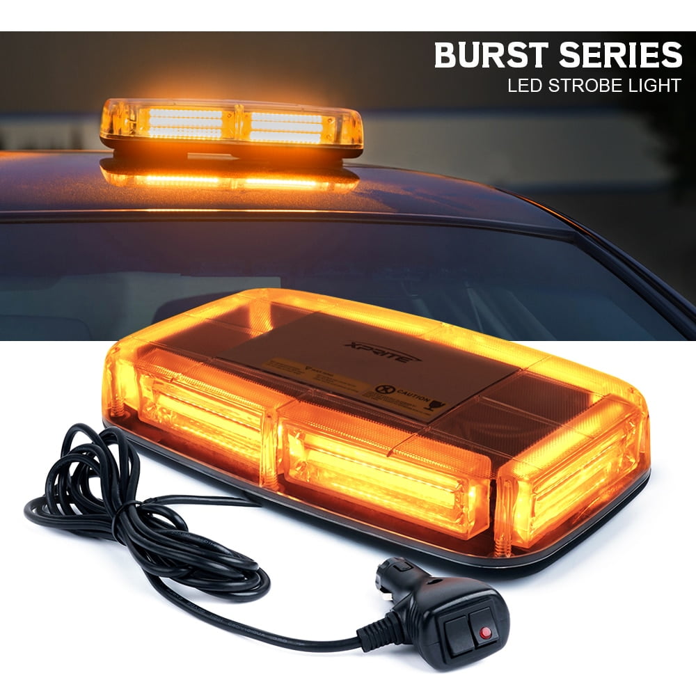 Amber LED Strobe Beacon Light Rooftop Rotating Emergency Warning Truck Trailer