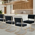 thumbnail image 2 of Sedona House Modern Dining Chairs Set of 6, with Corduroy Fabric, Gold Metal Base, Accent Armless Kitchen Chairs with Channel Tufting, For Kitchen, Dining Chair, Office, Black, 2 of 7
