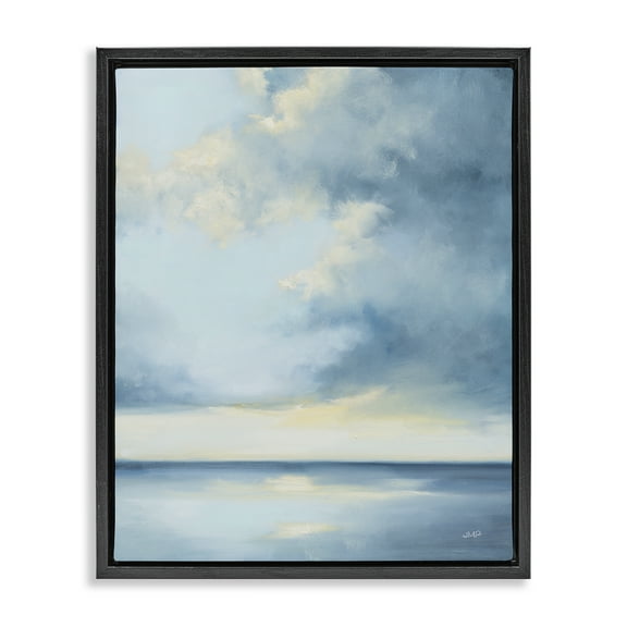 Stupell Industries Shimmering Sea Bright Nautical & Beach Painting Black Floater Framed Canvas Art Print Wall Art, 17 x 21
