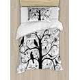 thumbnail image 1 of Black and White Duvet Cover Set Twin Size, Tree with Swirling Branches Artistic Flowers Birds and a Bird Cage, Decorative 2 Piece Bedding Set with 1 Pillow Sham, Black and White, by Ambesonne, 1 of 3