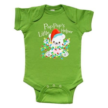 

Inktastic Pappap s Little Helper Cute Polar Bear with Christmas Lights Gift Baby Boy or Baby Girl Bodysuit
