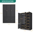 thumbnail image 4 of WIRRYTOR Modern Wooden Bedroom Armoire, Metal Handles, MDF Design, 6 Doors, 8 Shelves, Large Capacity Closet with Rod, 4 of 10