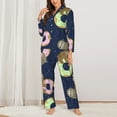 thumbnail image 3 of Ocsxa Women 2 Piece Floral Pajamas Lounge Set Sloth With Donuts Loungewear, 3 of 9