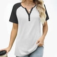 thumbnail image 5 of FAIWAD Short Sleeve Shirts for Women Raglan Sleeve Color Block Tops Summer Casual Button V Neck Blouses, 5 of 8