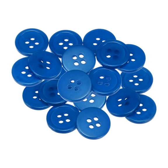 Uxcell 20pcs 24L Sewing Buttons 5/8"(15mm) Resin Round Flat 4-Hole Craft Replacement Buttons, Deep Blue
