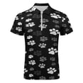 thumbnail image 4 of White Dog Paw Retro Style Men Zipper T-shirt Summer Casual Short Sleeve T-shirt Top, 4 of 7