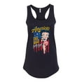 thumbnail image 2 of Wild Bobby, Betty Boop America Land of the Free Home of the Brave Betty Boop Ladies Racerback Tank Top, Black, Small, 2 of 5