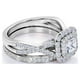 thumbnail image 4 of JeenMata Anillo de Bodas con Diamante Cuadrado, Doble Halo, Banda Retorcida, Inspiración Vintage, Pavé, Engastado en Oro Blanco de 10 K, 4 of 6