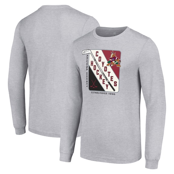 Men's Starter Heather Gray Arizona Coyotes Shield Long Sleeve Graphic T-Shirt