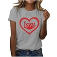 thumbnail image 4 of HaoXianJian Valentines Day Shirts Women Cute Heart Print Shirt Casual Valentines Top for Women Short Sleeve Love Letter Graphic Tees Tops Crewneck Pullover T-Shirts Size 2X 3X, 4 of 5