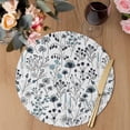 thumbnail image 3 of Blue Teal Spring Floral Round 15 Inch Placemats Set of 6, Vintage Botanical Colorful Elegant HeatResistant Non Slip Place Mats for Dining Table, Wipeable Braided Kitchen Table Mats for Housewarming, 3 of 9