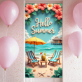 thumbnail image 5 of Tropical Beach Hello Summer Decorative Banner Hawaiian Floral Party Background for Outdoor Event, 5 of 8