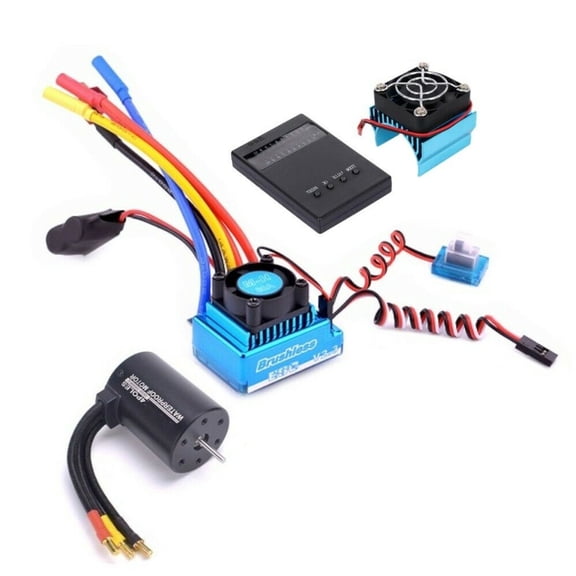 Complete RC Car Power System 120A Brushless ESC, 3900KV Motor, Programming Card, Cooling Fan Multiple Protection Features