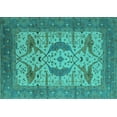 thumbnail image 1 of Ahgly Company Machine Washable Indoor Rectangle Oriental Turquoise Blue Industrial Area Rugs, 5' x 7', 1 of 4