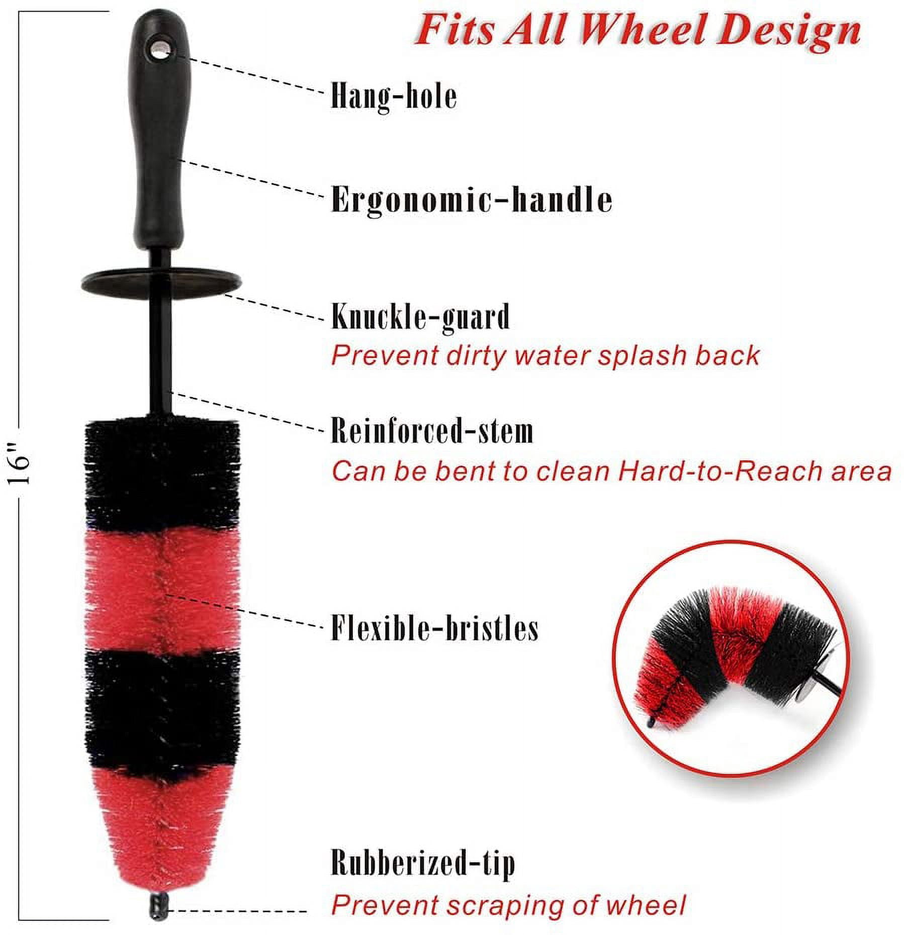 PENGXIANG 7 Pcs Car Wheel Brush Set, Car Detailing Kit, 17inch Long Soft Wheel Brush,Car Detail Brush for Automotive Cleaning Wheels, Dashboard, Interior, Exterior, Leather, Air Vents, Emblems