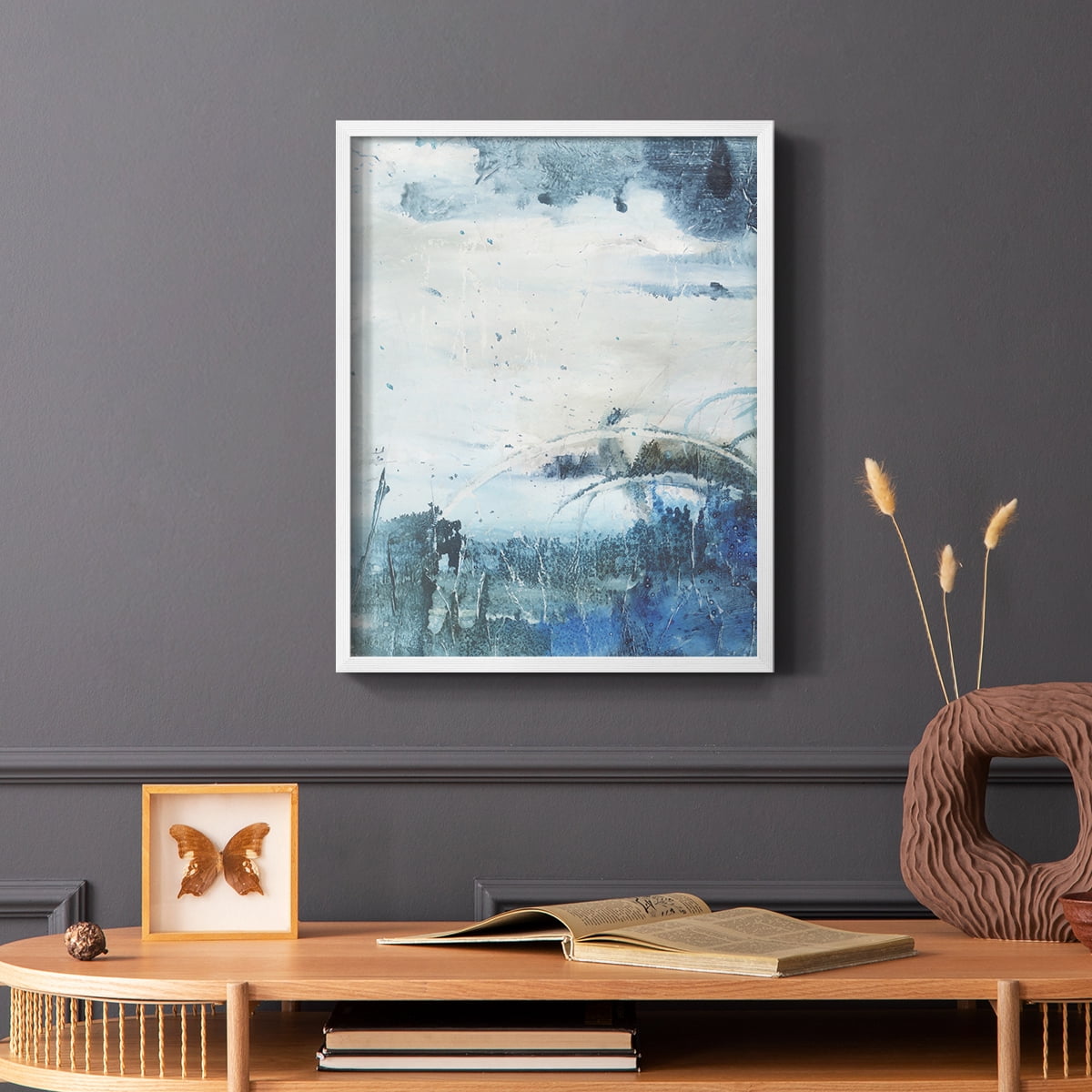 Coastal Seas II Framed Print in White Solid Wood Framed Print No Nail Hanging