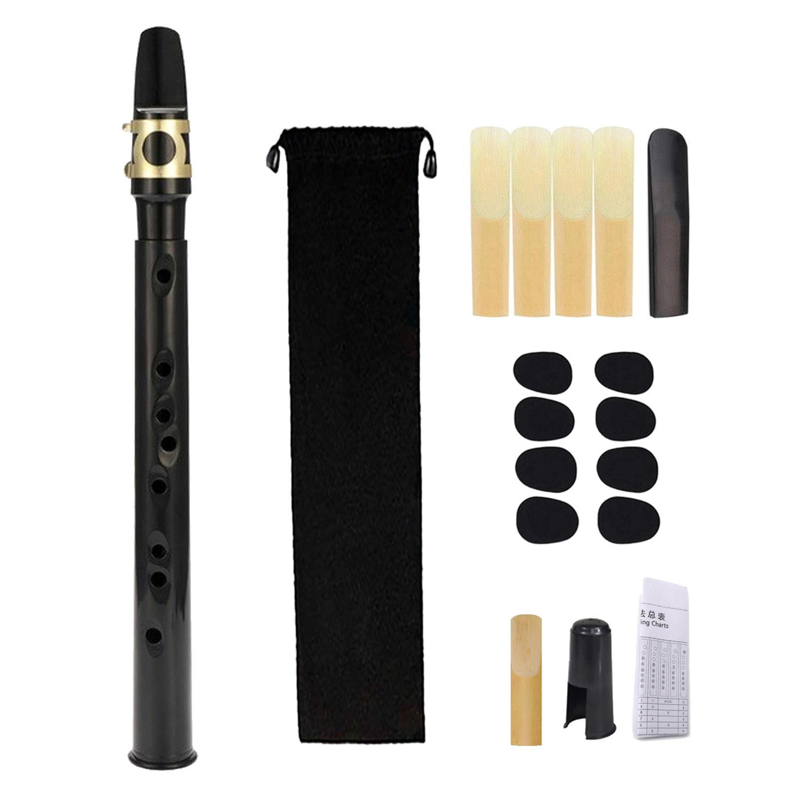 Pocket Saxophone with Mouthpiece Reeds Easy to Play Mini Sax Woodwind Instrument Portable Saxophone for Amateurs Kids Adult black