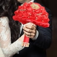 thumbnail image 4 of Luxury Quinceanera Bouquet for Bride, 8.3 Inch Wedding Bouquets with Rhinestone Brooch, Satin Artificial Flowers Bridal Bouquet for Bridesmaid, Indoor Outdoor Ceremony Decor in Burgundy Gold, 4 of 6